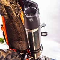 Escape compatible con Husqvarna Norden 901 2022-2024, GP Evo4 Poppy, Escape legal, homologado, silenciador con db killer desmontable y tubo de conexión específico 