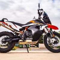 Escape compatible con Ktm Adventure 890 2020-2024, Powercone Evo, Escape legal, homologado, silenciador con db killer desmontable y tubo de conexión específico 