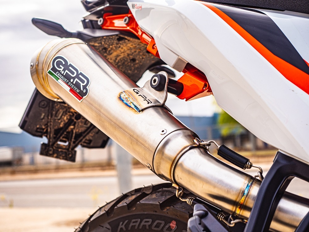 Escape compatible con Ktm Duke 890 2021-2024, Deeptone Inox, Escape racing, silenciador con tubo de conexion, articulo sin homologacion 