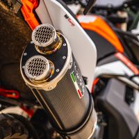 Escape compatible con Ktm Duke 890 2021-2024, Dual Poppy, Escape legal, homologado, silenciador con db killer desmontable y tubo de conexión específico 