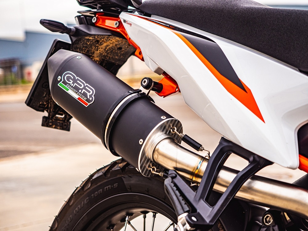 Escape compatible con Ktm Duke 890 2021-2024, Furore Evo4 Nero, Escape legal, homologado, silenciador con db killer desmontable y tubo de conexión específico 