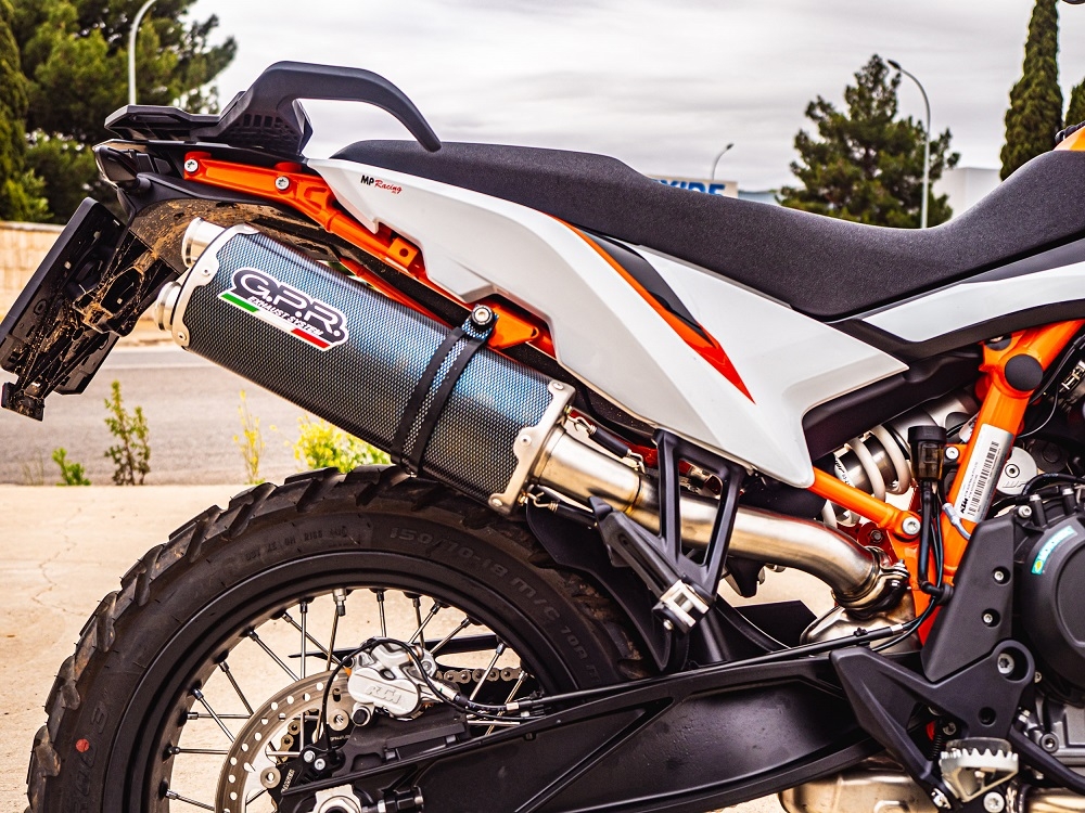 Escape compatible con Ktm Duke 890 2021-2024, Dual Poppy, Escape legal, homologado, silenciador con db killer desmontable y tubo de conexión específico 