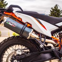Escape compatible con Ktm Duke 890 2021-2024, Dual Poppy, Escape legal, homologado, silenciador con db killer desmontable y tubo de conexión específico 