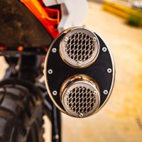 Escape compatible con Ktm Duke 890 2021-2024, Dual Poppy, Escape legal, homologado, silenciador con db killer desmontable y tubo de conexión específico 