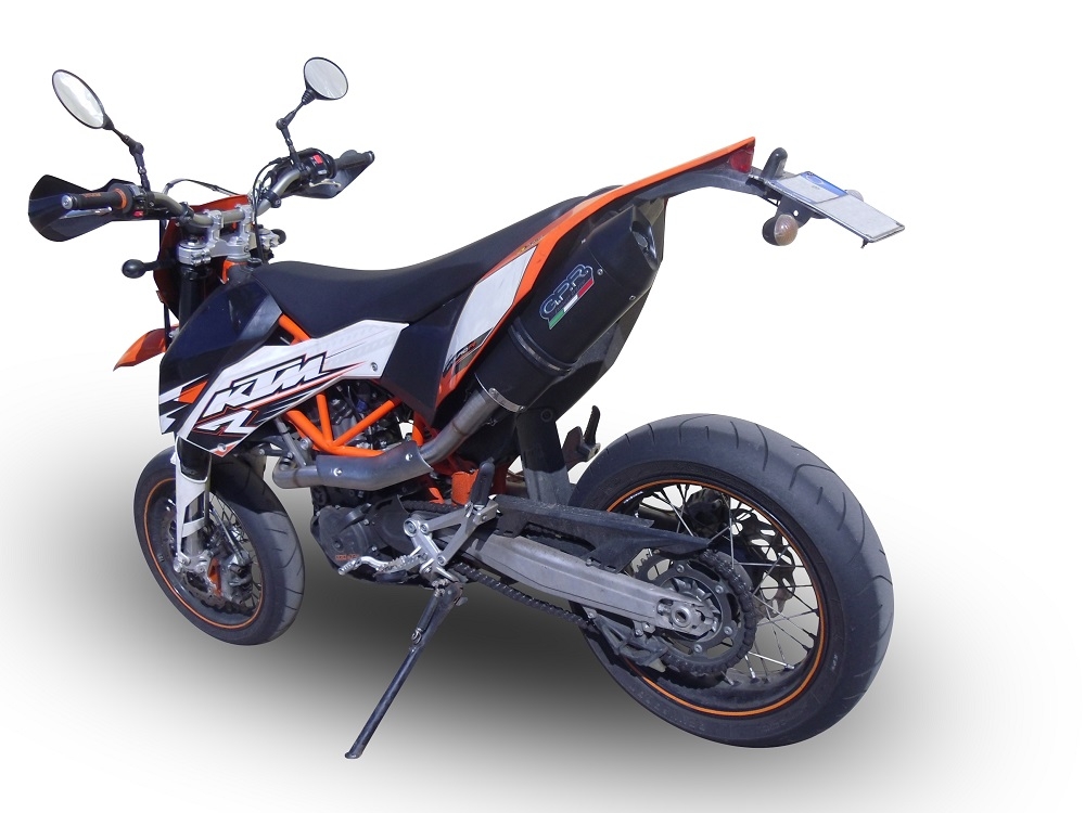 Escape compatible con Ktm Smc 690 R 2007-2016, Furore Nero, Escape completo homologado y legal, incluido db killer extraíble 