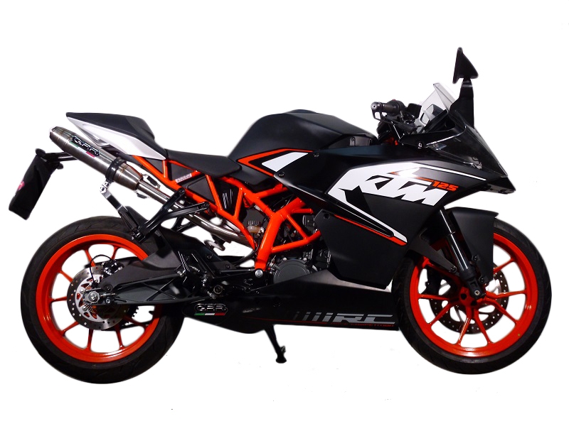 Escape compatible con Ktm Rc 125 2014-2016, Deeptone Inox, Escape legal, homologado, silenciador con db killer desmontable y tubo de conexión específico 