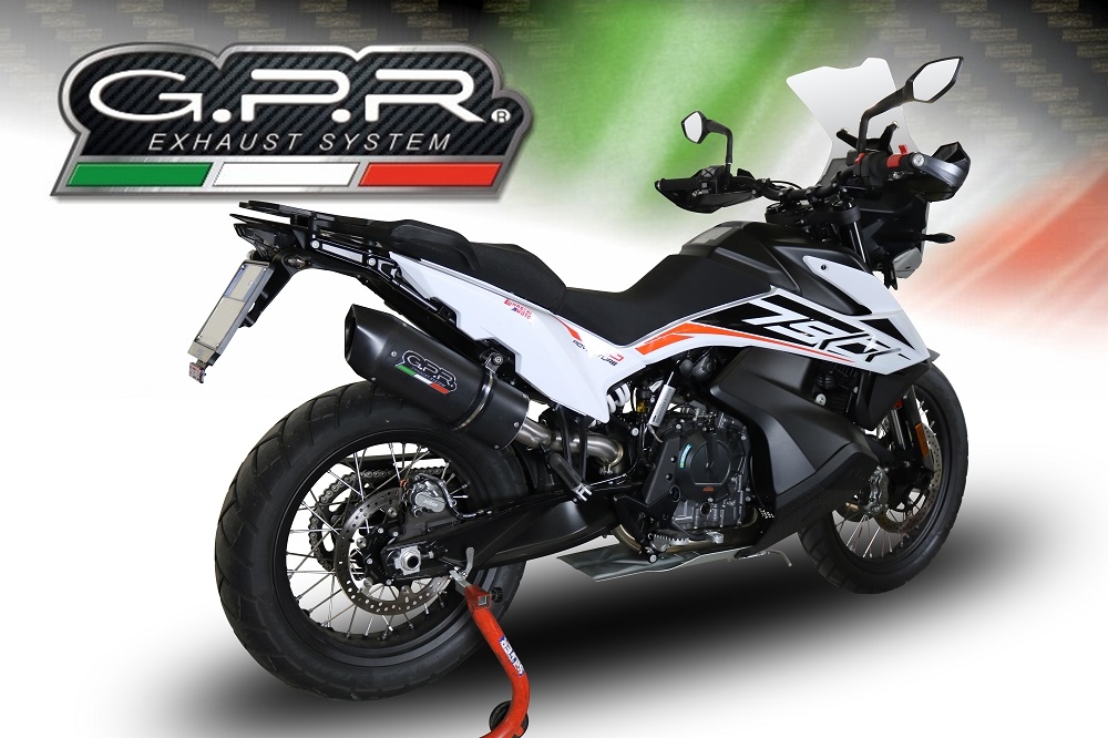 Escape compatible con Ktm Adventure 790 2018-2020, Furore Evo4 Nero, Escape legal, homologado, silenciador con db killer desmontable y tubo de conexión específico 
