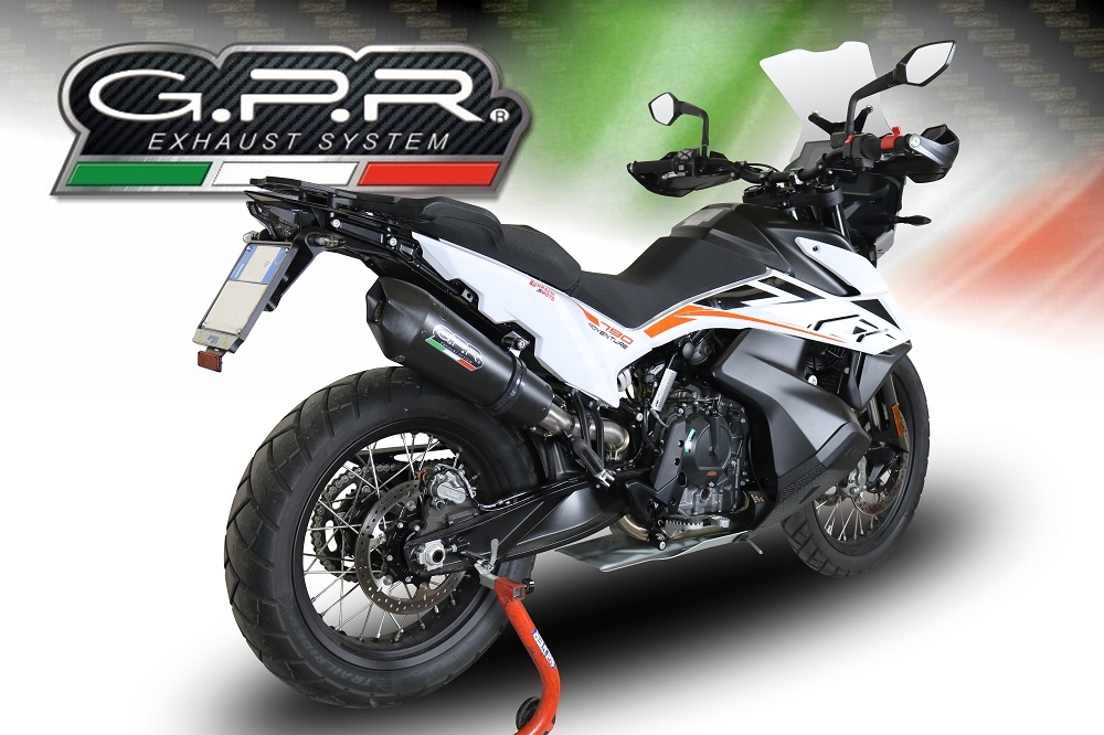 Escape compatible con Ktm Adventure 790 2018-2020, GP Evo4 Black Titanium, Escape legal, homologado, silenciador con db killer desmontable y tubo de conexión específico 