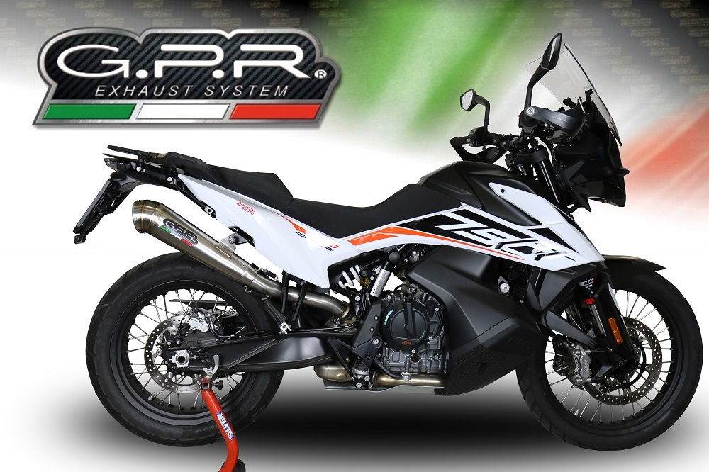 Escape compatible con Ktm Adventure 790 2021-2024, Powercone Evo, Escape legal, homologado, silenciador con db killer desmontable y tubo de conexión específico 