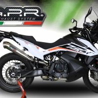 Escape compatible con Ktm Adventure 790 2021-2024, Powercone Evo, Escape legal, homologado, silenciador con db killer desmontable y tubo de conexión específico 