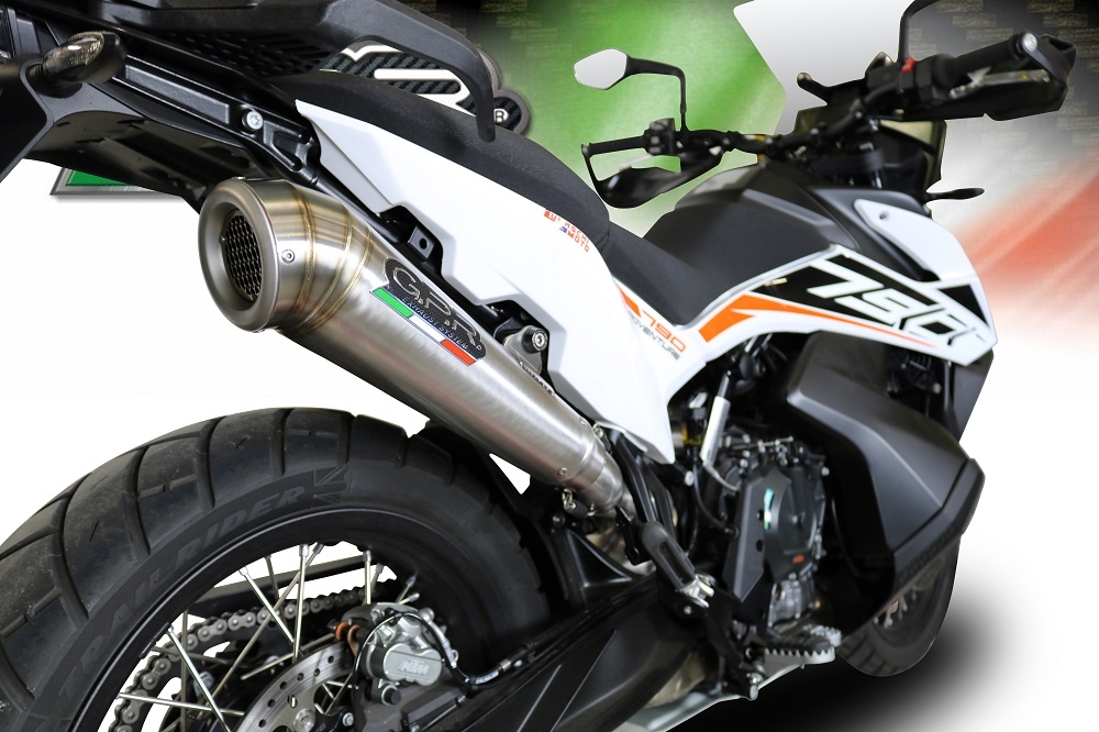 Escape compatible con Ktm Adventure 790 2021-2024, Powercone Evo, Escape legal, homologado, silenciador con db killer desmontable y tubo de conexión específico 