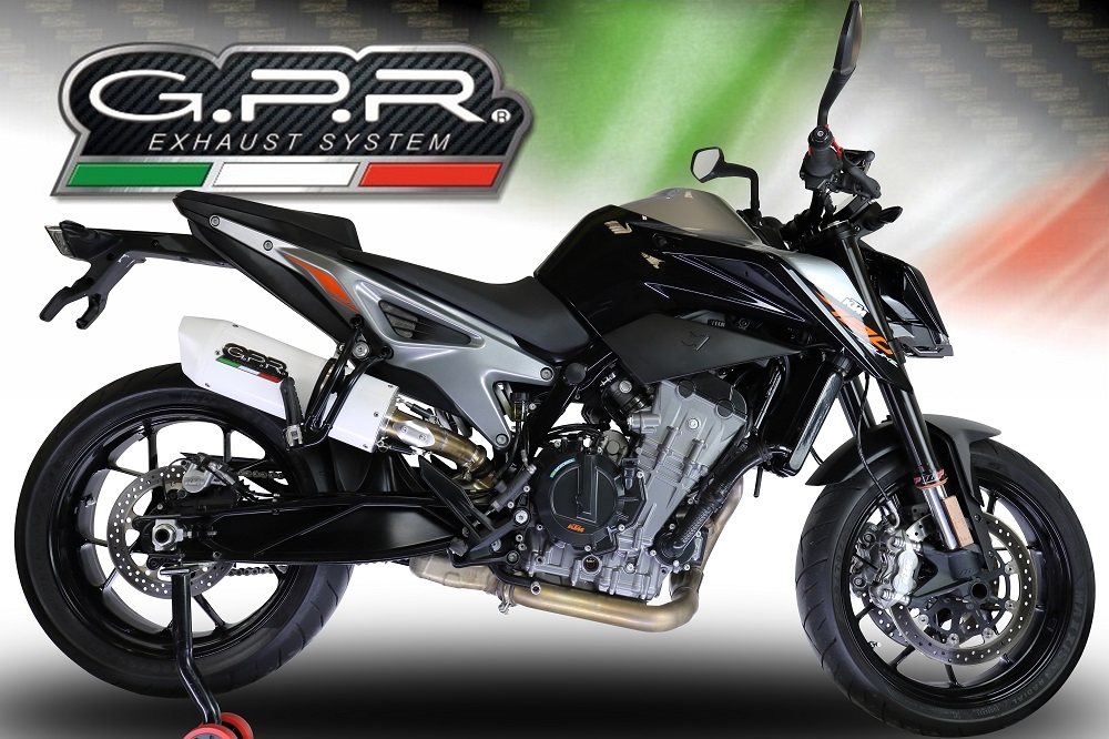 Escape compatible con Ktm Duke 790 2017-2020, Albus Evo4, Escape legal, homologado, silenciador con db killer desmontable y tubo de conexión específico 