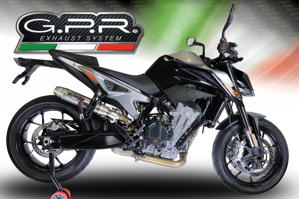 Escape compatible con Ktm Duke 790 2017-2020, Deeptone Inox, Escape racing, silenciador con tubo de conexion, articulo sin homologacion 