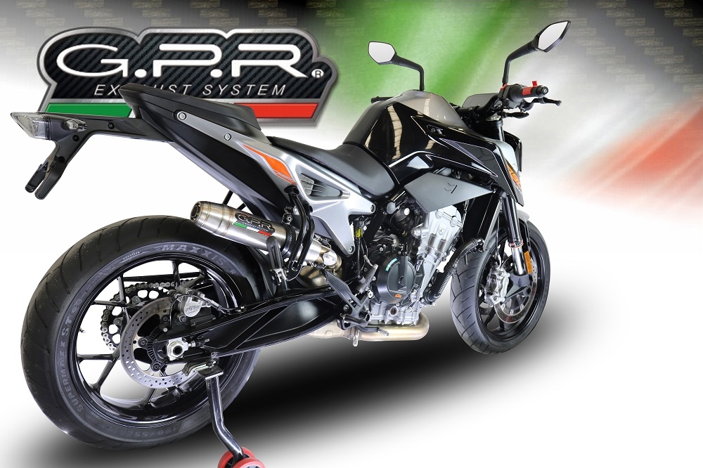 Escape compatible con Ktm Duke 790 2017-2020, Deeptone Inox, Escape racing, silenciador con tubo de conexion, articulo sin homologacion 