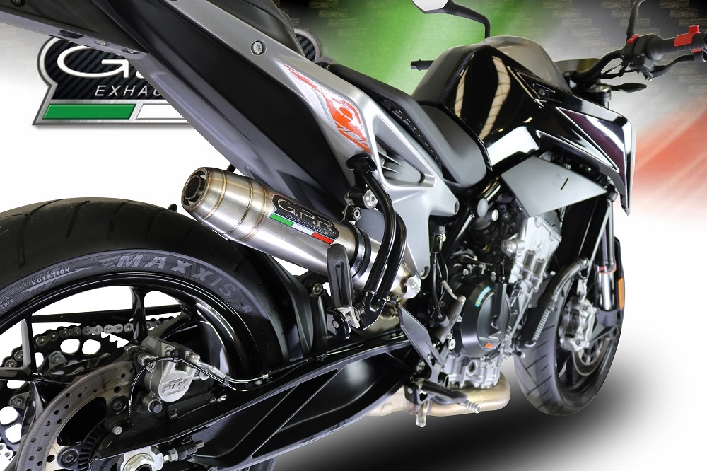 Escape compatible con Ktm Duke 790 2017-2020, Deeptone Inox, Escape racing, silenciador con tubo de conexion, articulo sin homologacion 