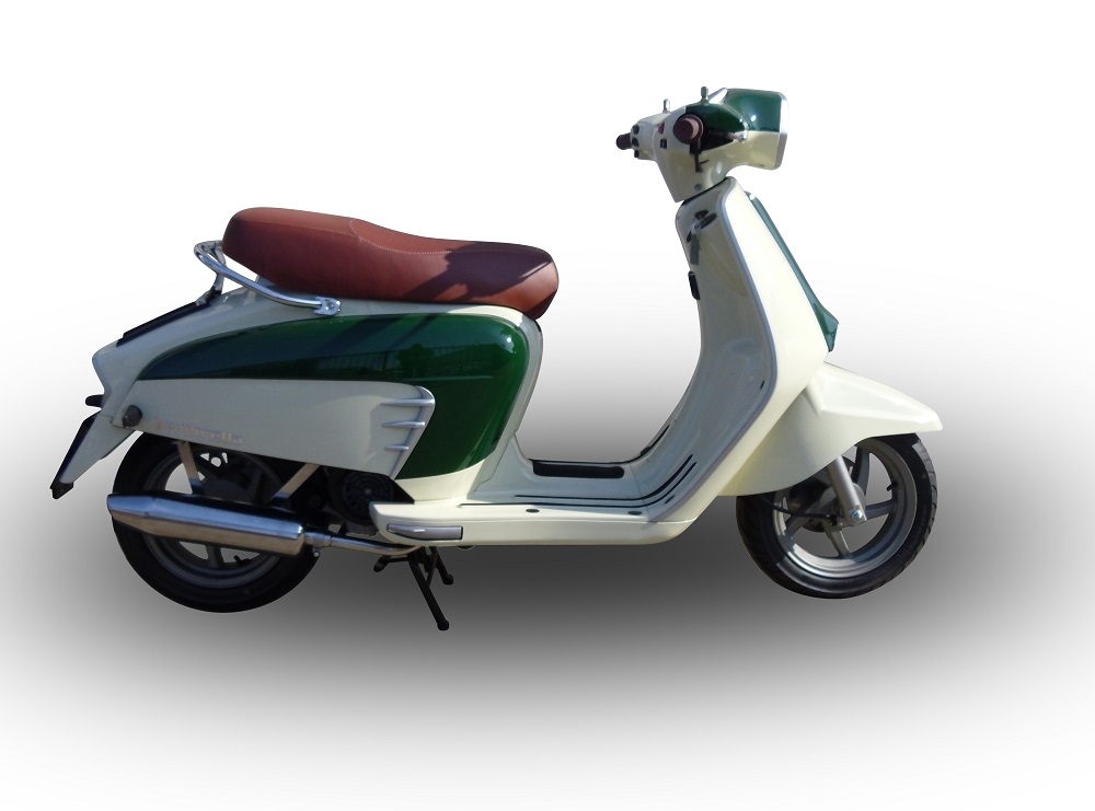 Escape compatible con Lambretta Lambretta 125 - 150 Milano 2012-2014, Ultracone lucido, Escape completo homologado y legal, incluido db killer extraíble 
