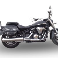 Escape compatible con Yamaha Xvs 1300 Midnight Star 2006-2014, Inox Oval Bomb, Escape legal, homologado, silenciador con db killer desmontable y tubo de conexión específico 