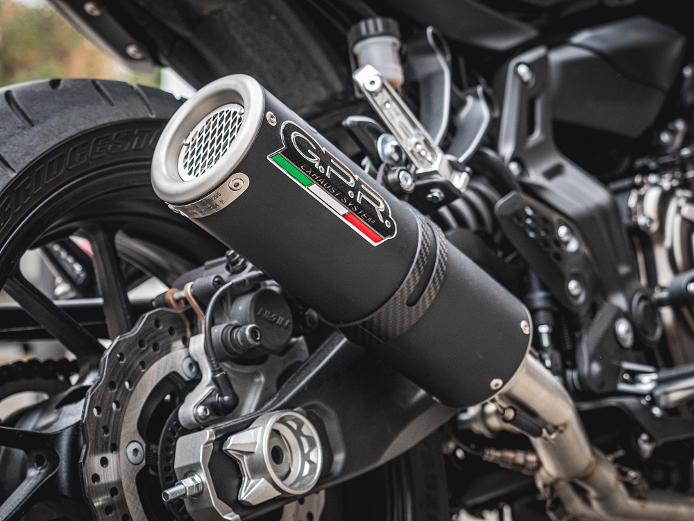 Escape compatible con Yamaha Tracer 700 2016-2019, M3 Black Titanium, Escape completo, no legal para países de la UE, con db killer extraíble 