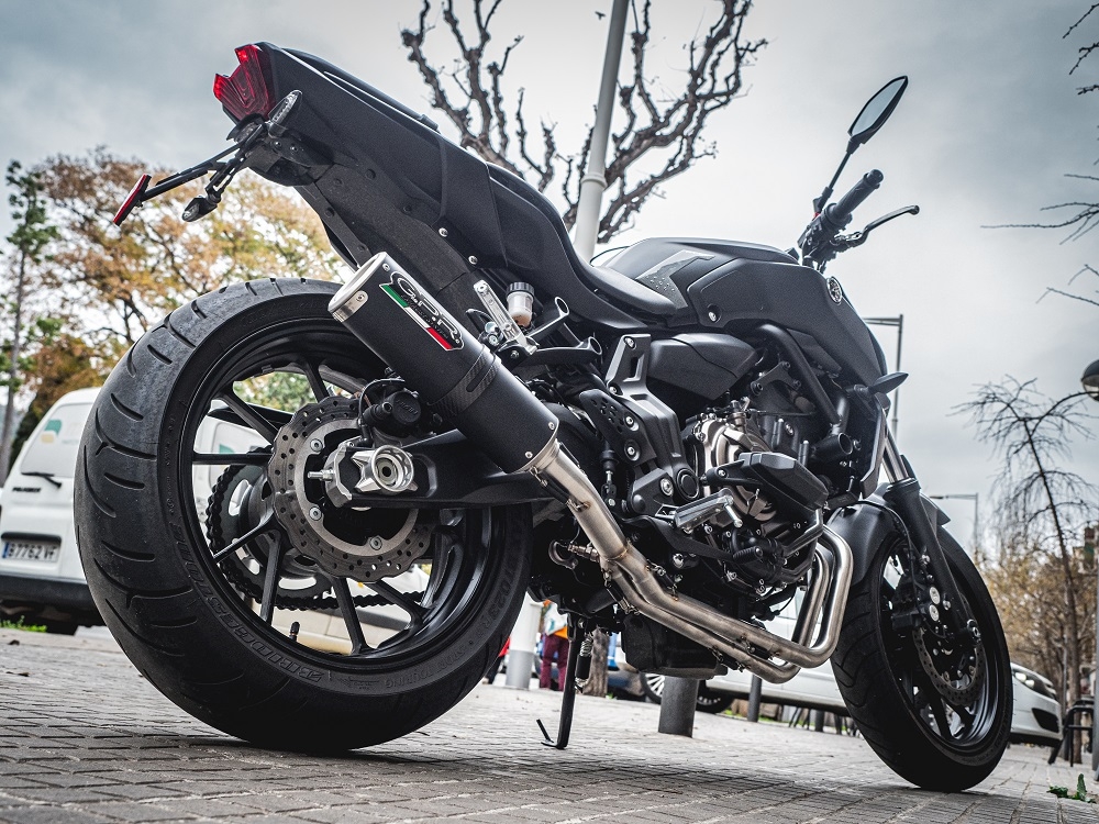 Escape compatible con Yamaha Tracer 700 2016-2019, M3 Black Titanium, Escape completo, no legal para países de la UE, con db killer extraíble 
