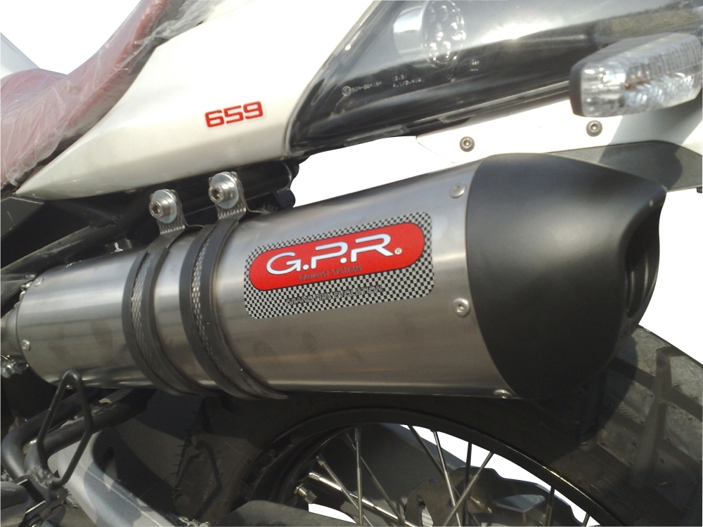 Escape compatible con Derbi Mulhacén 659 2005-2011, Gpe Ann. titanium, Escape legal, homologado, silenciador con db killer desmontable y tubo de conexión específico 