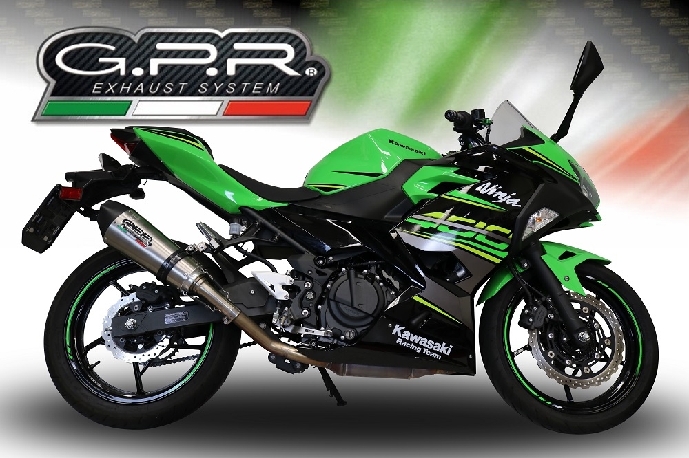 Escape compatible con Kawasaki Ninja 500 2023-2025, Gpe Ann. titanium, Escape racing, linea completa, suministrado con colector especifico, articulo sin homologacion 