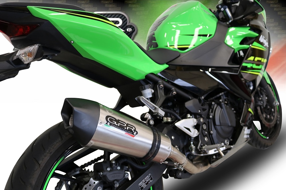 Escape compatible con Kawasaki Ninja 500 2023-2025, Gpe Ann. titanium, Escape racing, linea completa, suministrado con colector especifico, articulo sin homologacion 