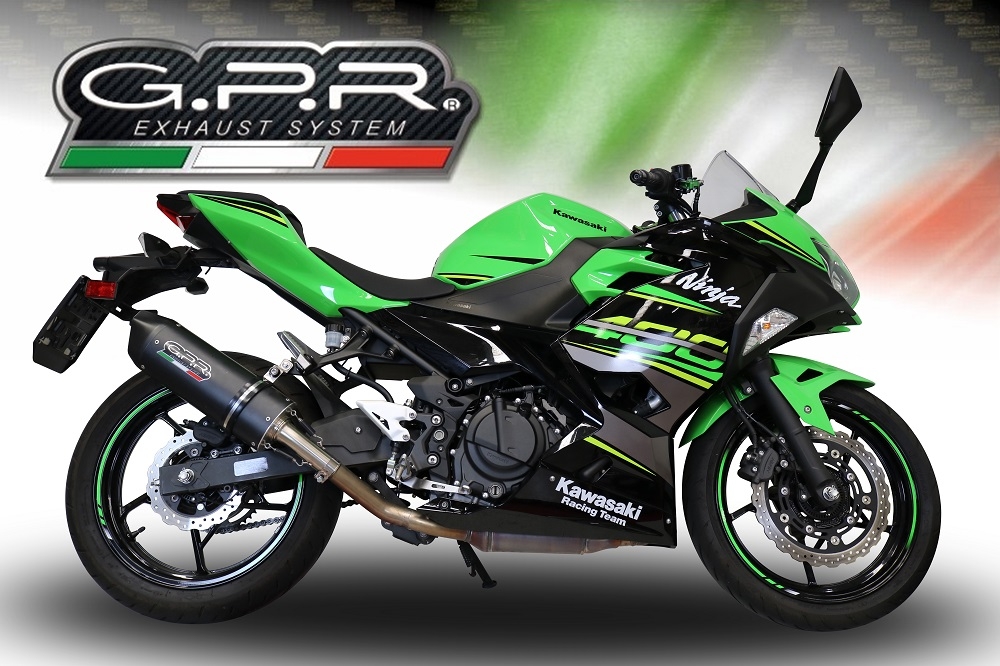 Escape compatible con Kawasaki Ninja 400 2023-2025, Furore Evo4 Nero, Escape legal, homologado, silenciador con db killer desmontable y tubo de conexión específico 