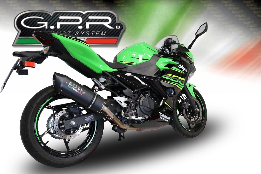 Escape compatible con Kawasaki Ninja 400 2023-2025, Furore Evo4 Nero, Escape legal, homologado, silenciador con db killer desmontable y tubo de conexión específico 