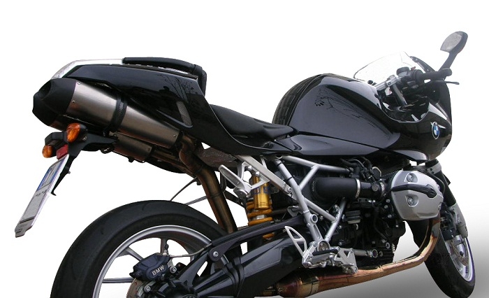 Escape compatible con Bmw R 1200 S 2006-2008, Gpe Ann. titanium, Par de terminales de escape homologados, con db killer extraíbles y tubos de conexión específicos 