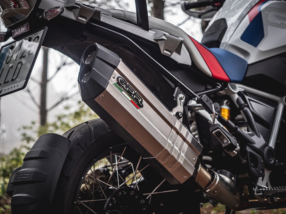 Escape compatible con Bmw R 1250 Gs -Adventure 2021-2024, Hyper Sonic Titanium, Escape legal, homologado, silenciador con db killer desmontable y tubo de conexión específico 