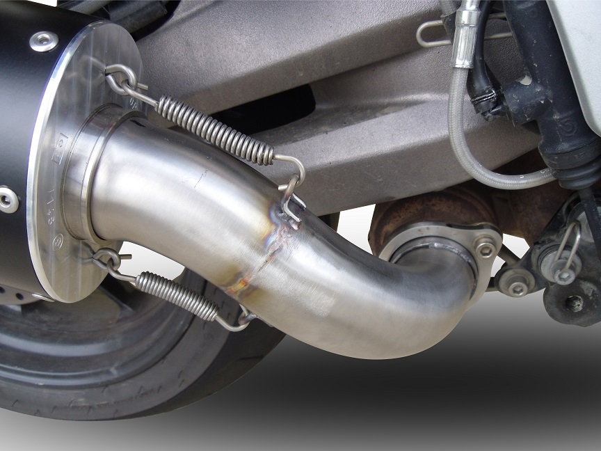 Escape compatible con Aprilia Caponord 1200 2013-2016, Satinox, Escape legal, homologado, silenciador con db killer desmontable y tubo de conexión específico 