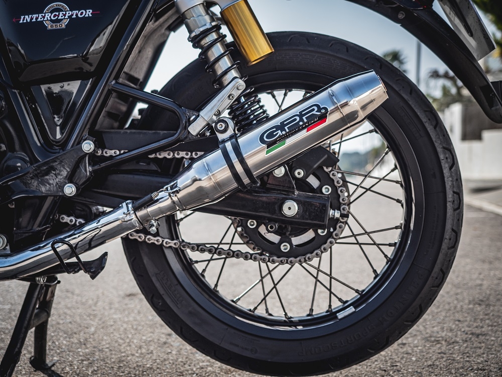 Escape compatible con Royal Enfield Continental 650 2019-2020, Deeptone Inox, Escape doble, no legal para los países miembros de la UE, incluidos los db killers extraíbles y los tubos de unión 