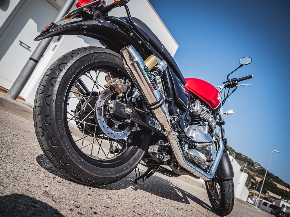 Escape compatible con Royal Enfield Continental 650 2019-2020, Deeptone Inox, Escape doble, no legal para los países miembros de la UE, incluidos los db killers extraíbles y los tubos de unión 