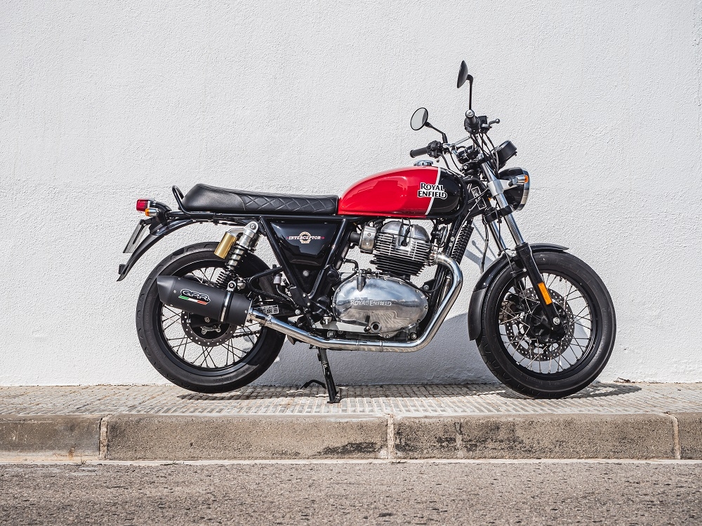 Escape compatible con Royal Enfield Interceptor 650 2019-2020, Furore Evo4 Nero, Escape doble, no legal para los países miembros de la UE, incluidos los db killers extraíbles y los tubos de unión 