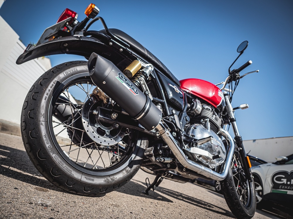 Escape compatible con Royal Enfield Interceptor 650 2019-2020, Furore Evo4 Nero, Escape doble, no legal para los países miembros de la UE, incluidos los db killers extraíbles y los tubos de unión 