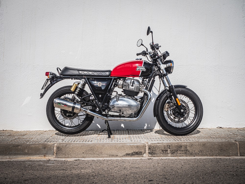 Escape compatible con Royal Enfield Interceptor 650 2019-2020, Satinox, Escape doble, no legal para los países miembros de la UE, incluidos los db killers extraíbles y los tubos de unión 