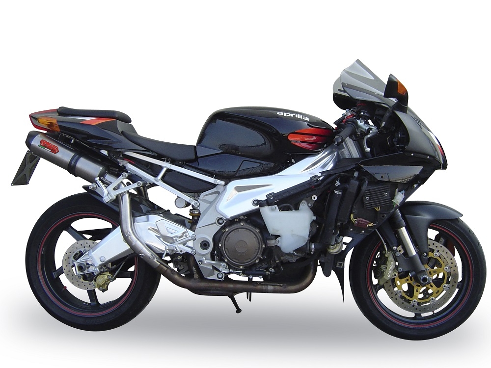 Escape compatible con Aprilia Rsv 1000 R Factory 2006-2010, Gpe Ann. titanium, Par de terminales de escape homologados, con db killer extraíbles y tubos de conexión específicos 