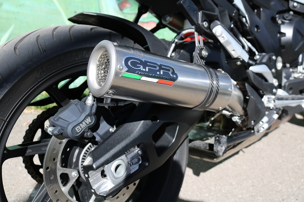 Escape compatible con Bmw S 1000 XR -M 2020-2025, M3 Inox , Escape legal, homologado, silenciador con db killer desmontable y tubo de conexión específico 
