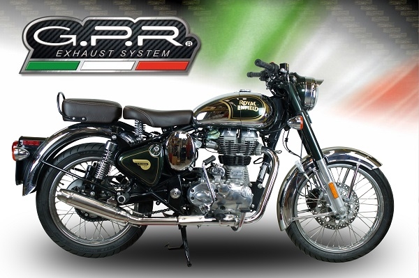 Escape compatible con Royal Enfield Continental GT 535 2014-2016, Deeptone Inox, Escape racing, silenciador con db killer y tubos de conexión 
