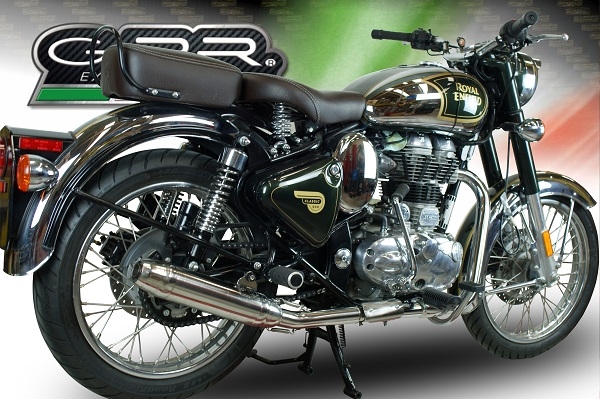 Escape compatible con Royal Enfield Continental GT 535 2014-2016, Deeptone Inox, Escape racing, silenciador con db killer y tubos de conexión 