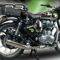 Escape compatible con Royal Enfield Continental GT 535 2014-2016, Deeptone Inox, Escape racing, silenciador con db killer y tubos de conexión 