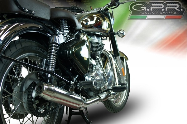 Escape compatible con Royal Enfield Continental GT 535 2014-2016, Deeptone Inox, Escape racing, silenciador con db killer y tubos de conexión 