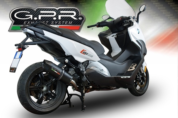 Escape compatible con Bmw C 650 Sport 2016-2020, Furore Evo4 Nero, Escape legal, homologado, silenciador con db killer desmontable y tubo de conexión específico 