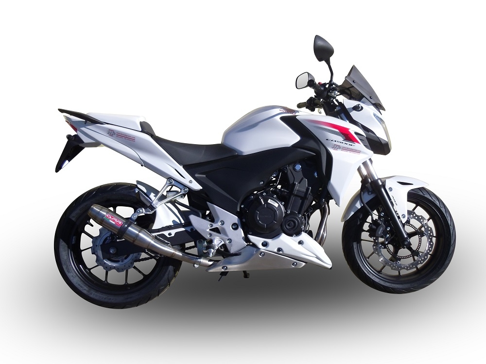 Escape compatible con Honda Cb 400 F 2013-2015, Deeptone Inox, Escape legal, homologado, silenciador con db killer desmontable y tubo de conexión específico 