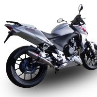 Escape compatible con Honda Cb 400 F 2013-2015, Deeptone Inox, Escape legal, homologado, silenciador con db killer desmontable y tubo de conexión específico 