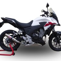 Escape compatible con Honda Cb 400 X 2019-2025, Deeptone Inox, Escape legal, homologado, silenciador con db killer desmontable y tubo de conexión específico 