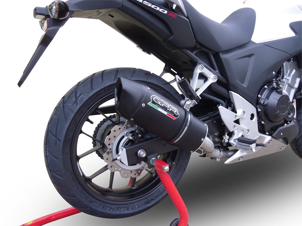 Escape compatible con Honda Cb 500 X 2013-2015, Furore Nero, Escape legal, homologado, silenciador con db killer desmontable y tubo de conexión específico 