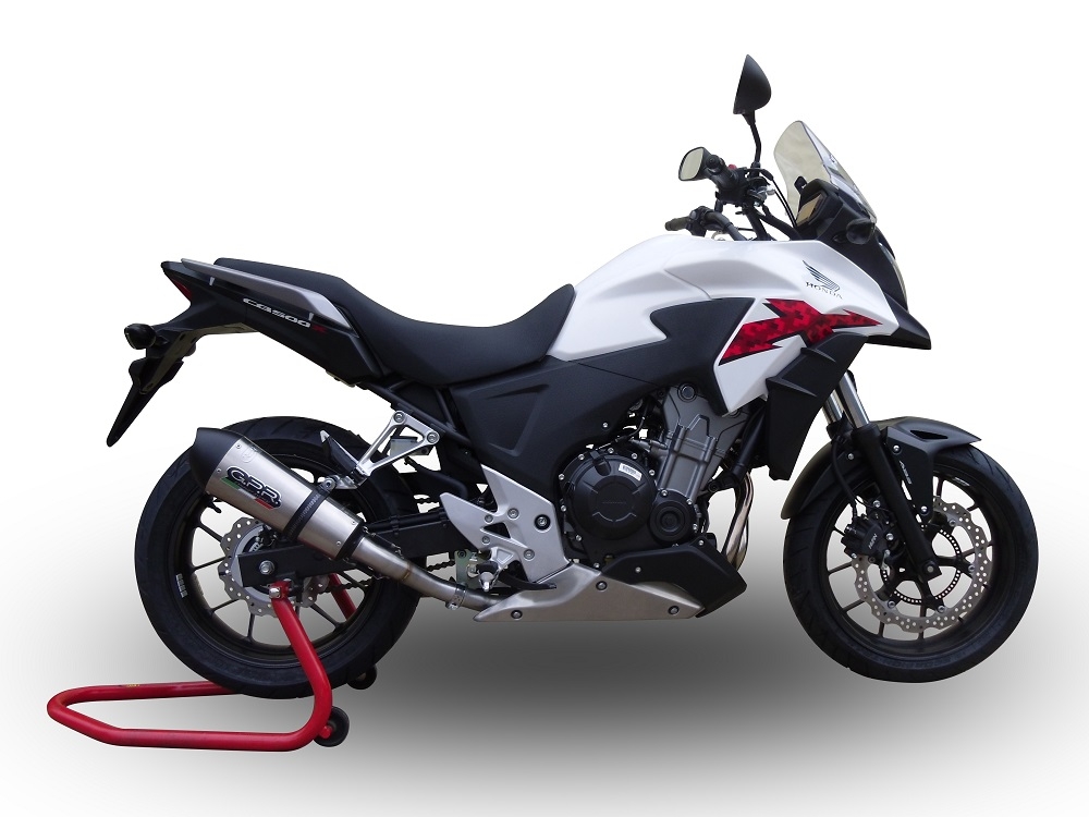 Escape compatible con Honda Cb 400 X 2016-2018, GP Evo4 Titanium, Escape legal, homologado, silenciador con db killer desmontable y tubo de conexión específico 