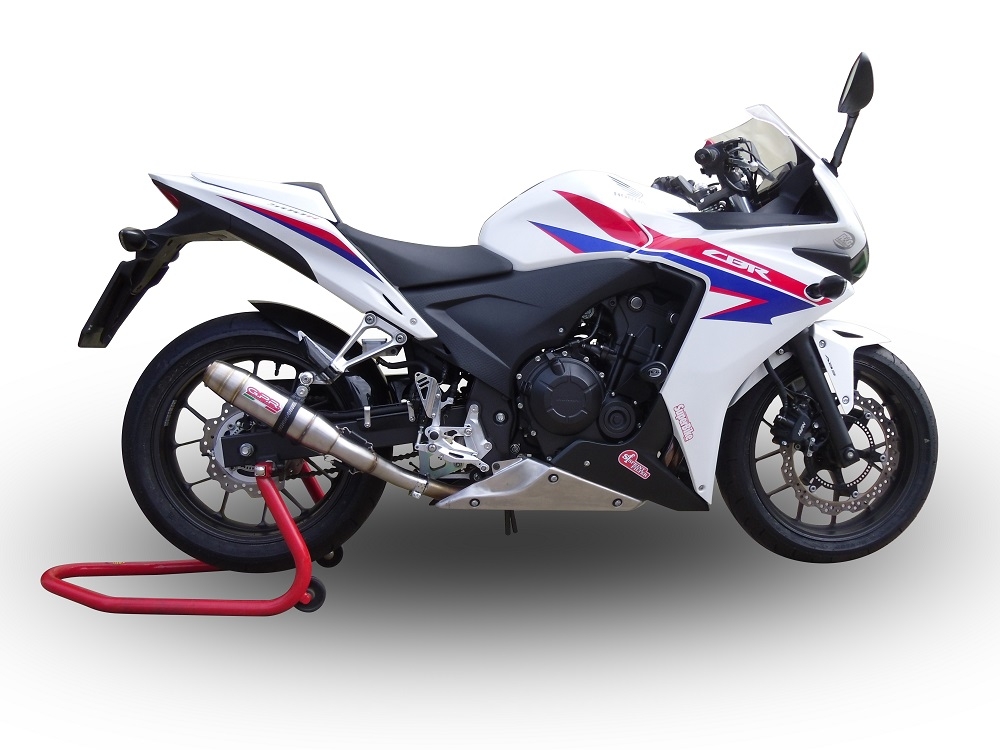 Escape compatible con Honda Cbr 500 R 2012-2018, Deeptone Inox, Escape legal, homologado, silenciador con db killer desmontable y tubo de conexión específico 