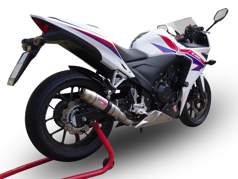 Escape compatible con Honda Cbr 500 R 2012-2018, Deeptone Inox, Escape legal, homologado, silenciador con db killer desmontable y tubo de conexión específico 
